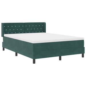 Letto Box Spring con Materasso Verde Scuro 140x190 cm Velluto