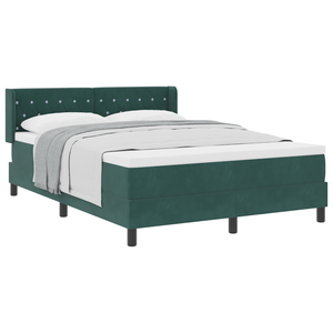 Letto Box Spring con Materasso Verde Scuro 140x190 cm Velluto