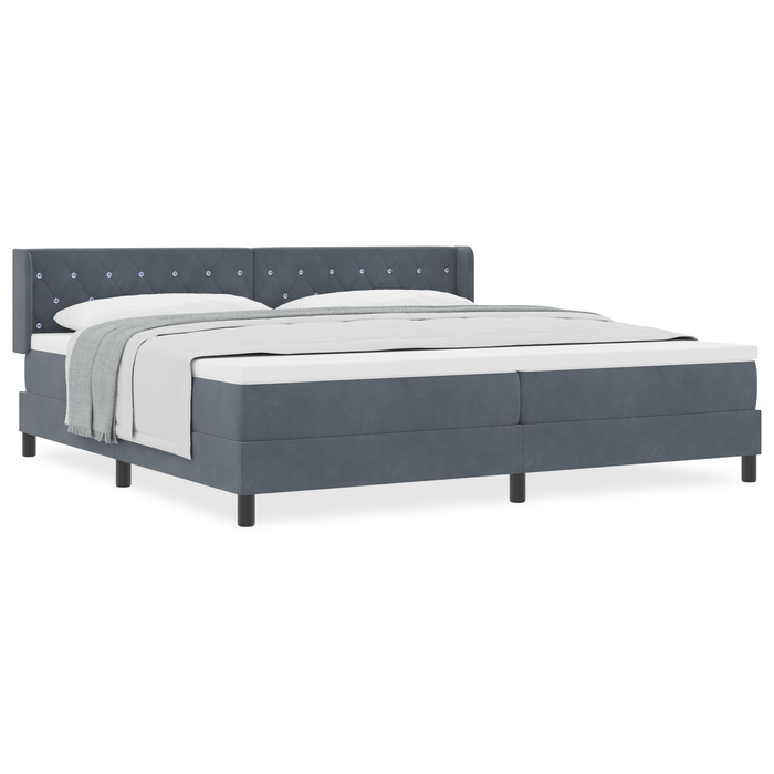 Letto Box Spring con Materasso Grigio Scuro 200x200 cm Velluto