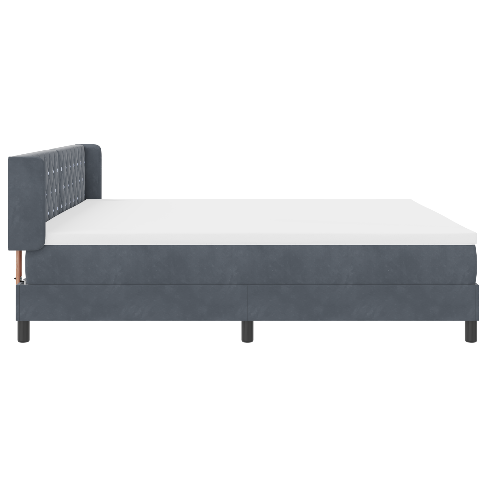 Letto Box Spring con Materasso Grigio Scuro 200x200 cm Velluto