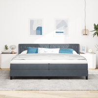 Letto Box Spring con Materasso Grigio Scuro 200x200 cm Velluto