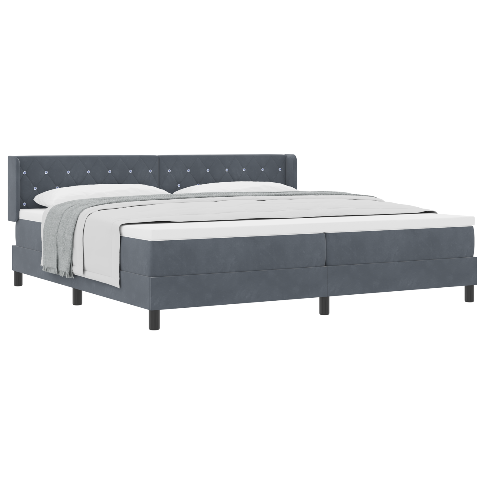 Letto Box Spring con Materasso Grigio Scuro 200x200 cm Velluto