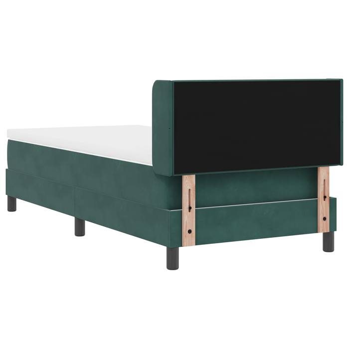 Letto Box Spring con Materasso verde scuro 100x200 cm in Velluto