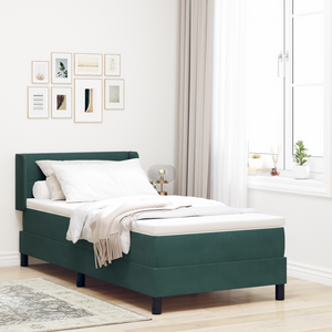 Letto Box Spring con Materasso verde scuro 100x200 cm in Velluto