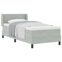 letto a molle  con materasso grigio chiaro 90x190 cm in velluto