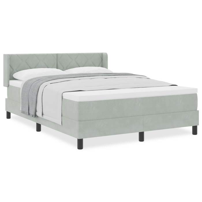 Letto Box Spring con Materasso Grigio Chiaro 140x190 cm in Velluto