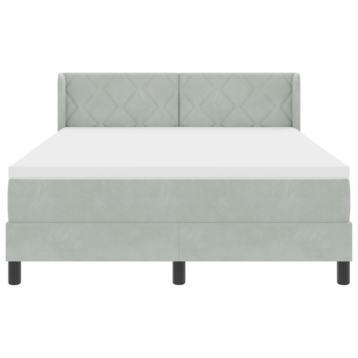 Letto Box Spring con Materasso Grigio Chiaro 140x190 cm in Velluto