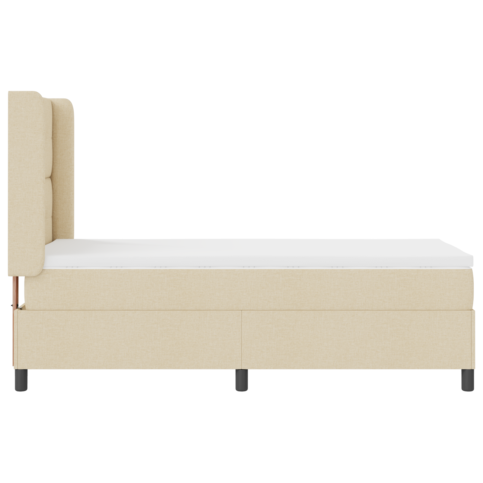 Letto Box Spring con Materasso Crema 100x200 cm in Tessuto