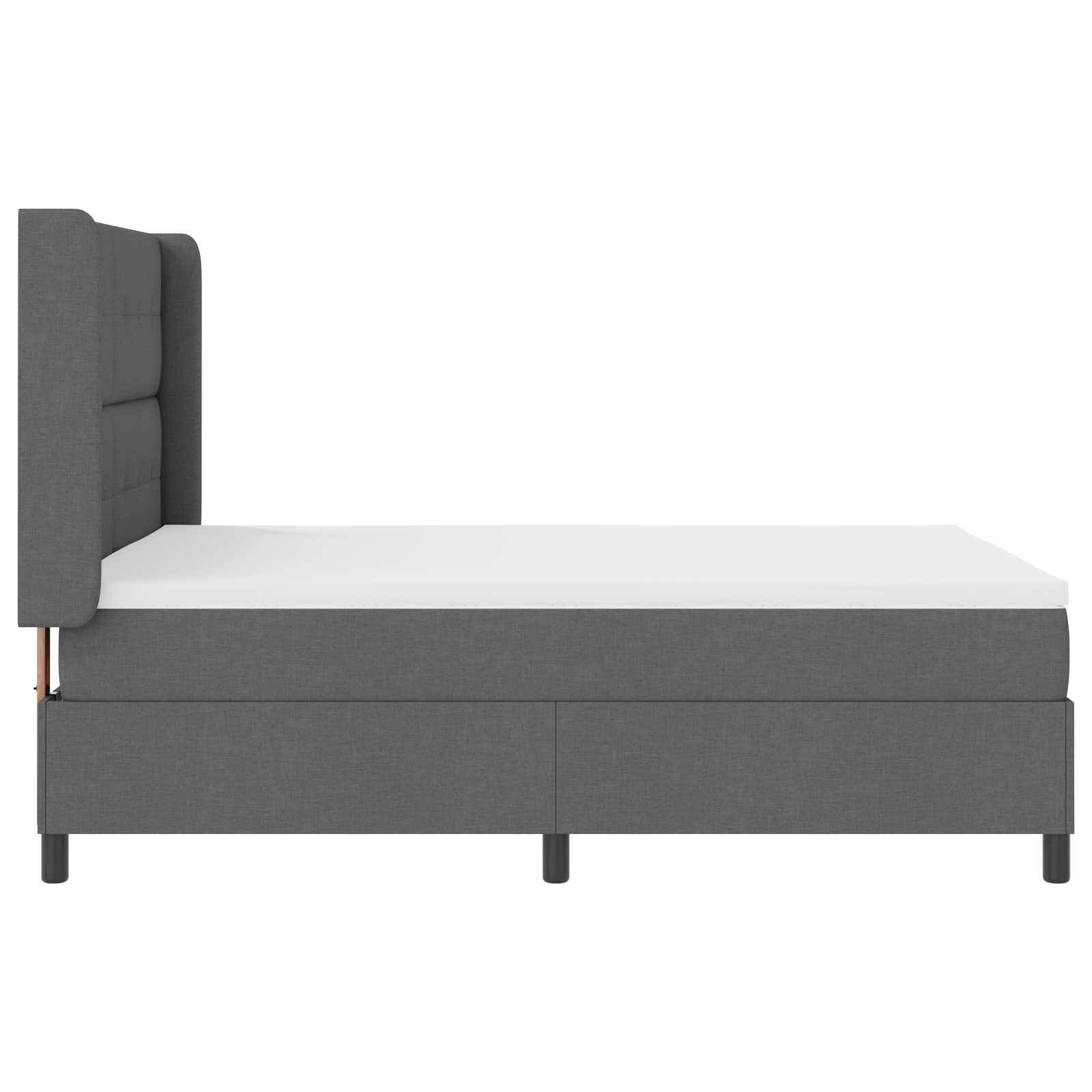 Letto Box Spring con Materasso Grigio Scuro 160x200 cm in Tessuto