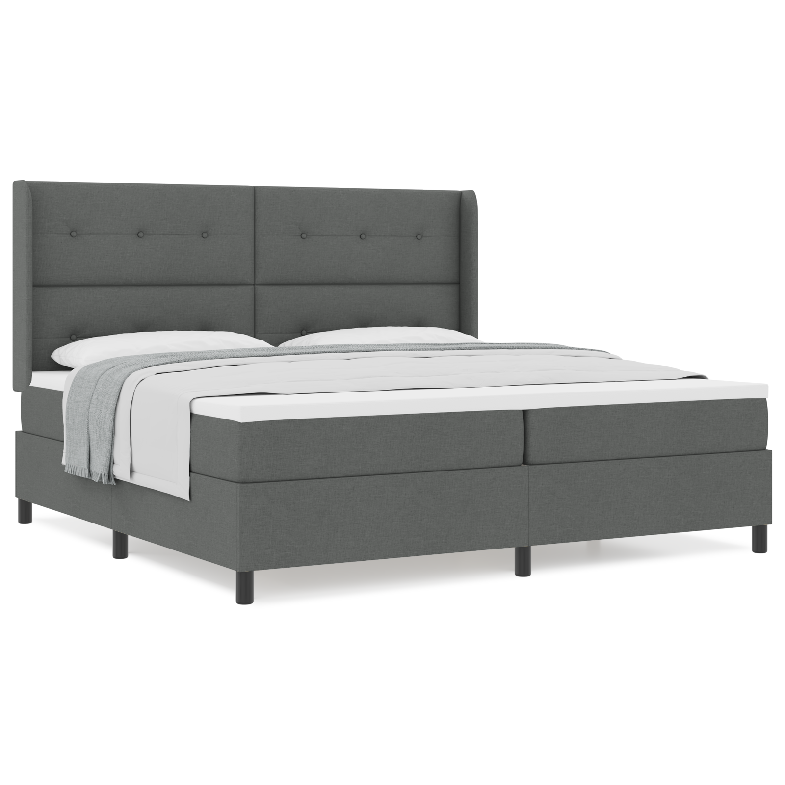 Letto Box Spring con Materasso Grigio Scuro 200x200 cm Tessuto