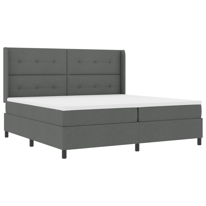Letto Box Spring con Materasso Grigio Scuro 200x200 cm Tessuto