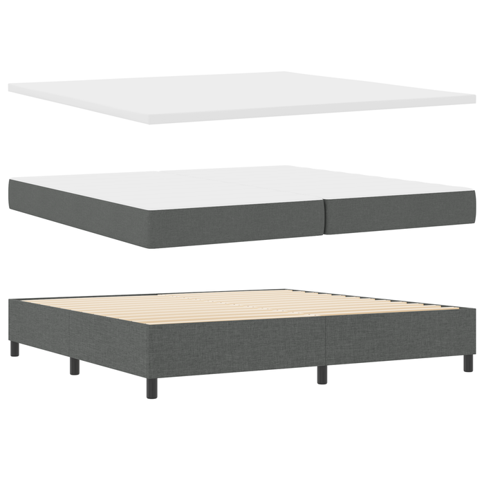 Letto Box Spring con Materasso Grigio Scuro 200x200 cm Tessuto