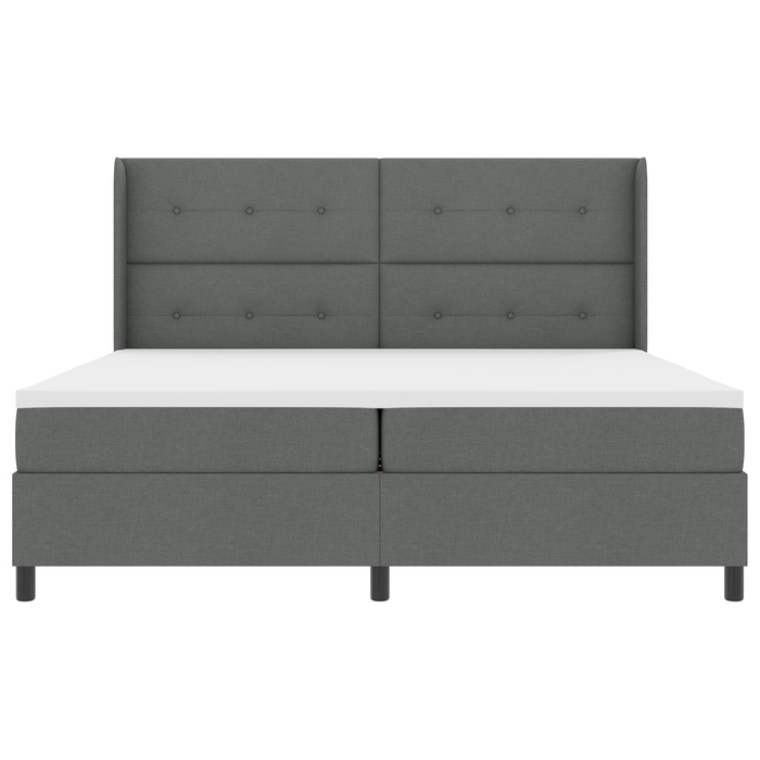 Letto Box Spring con Materasso Grigio Scuro 200x200 cm Tessuto