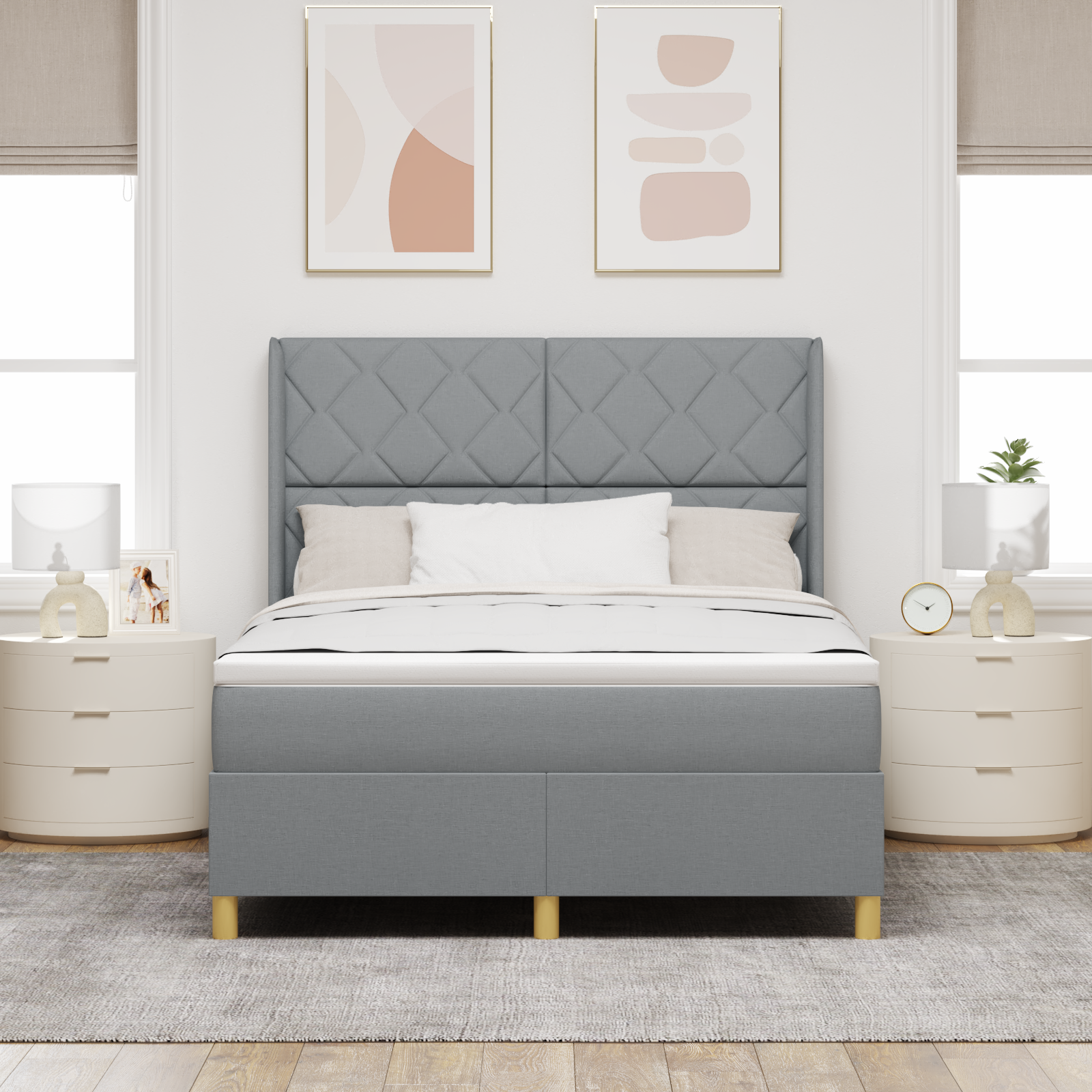 Letto a doghe  con materasso Grigio chiaro 160x200 cm Tessuto