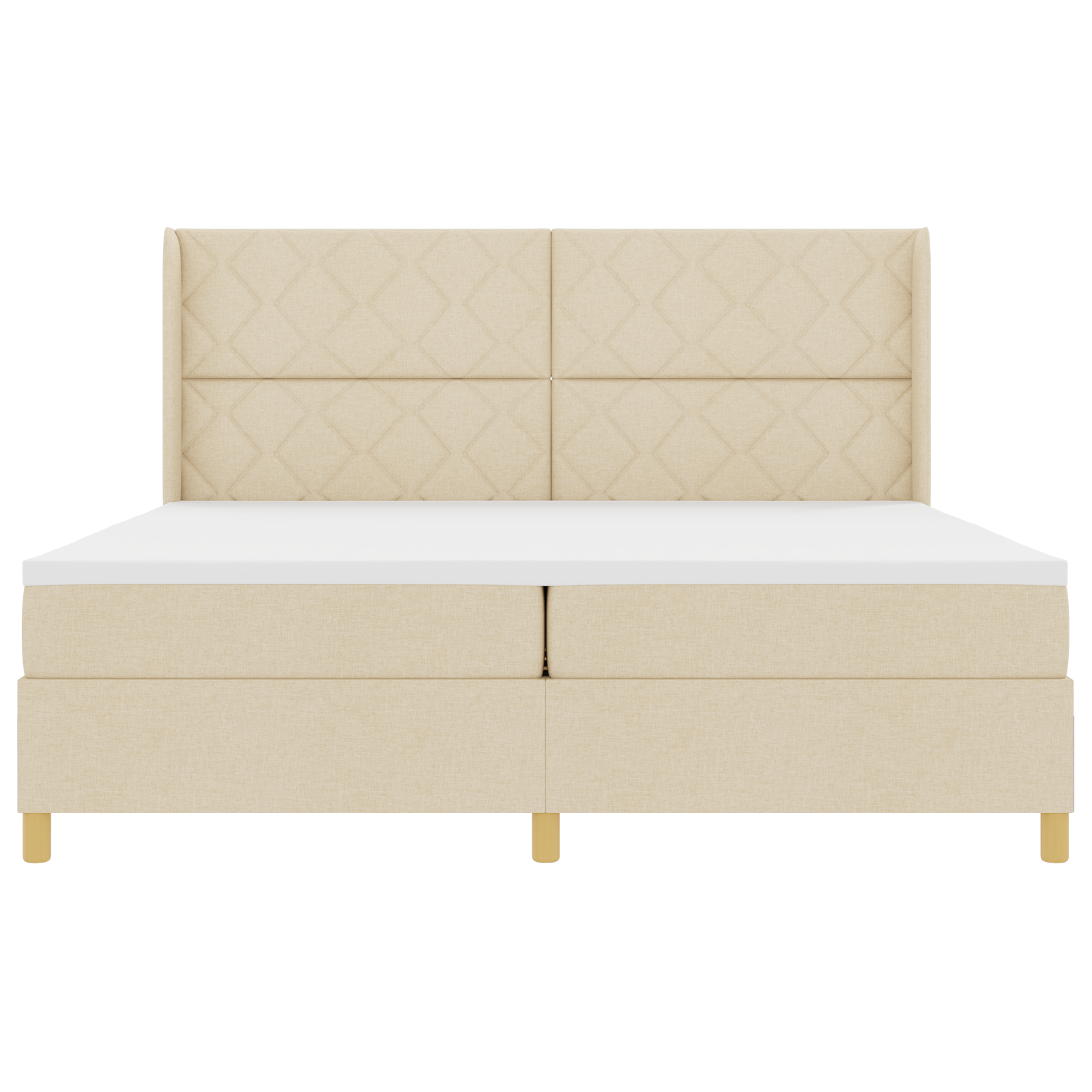Letto con rete a doghe e materasso Crema 200x200 cm Tessuto