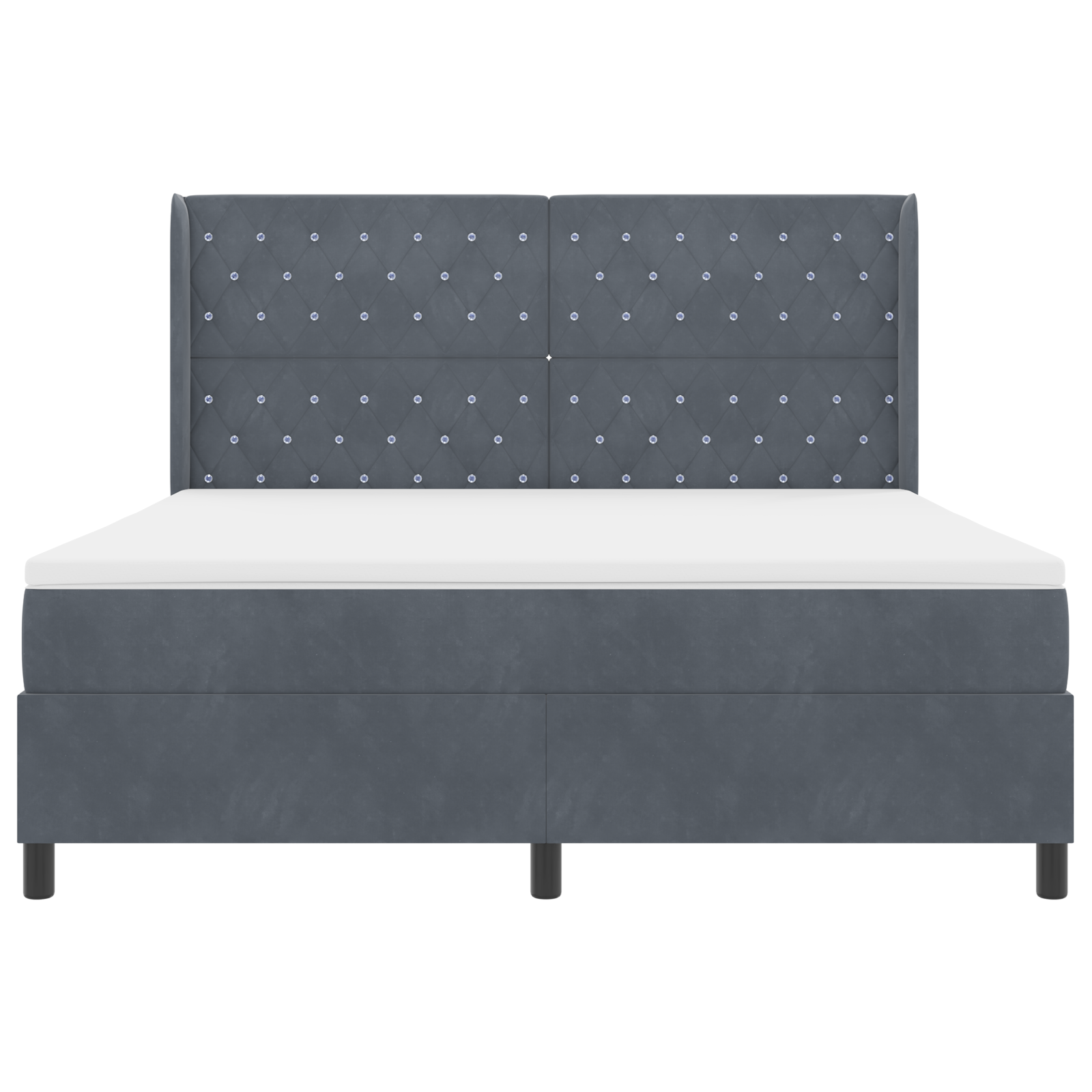 Letto Box Spring con Materasso Grigio Scuro 180x200 cm in Velluto