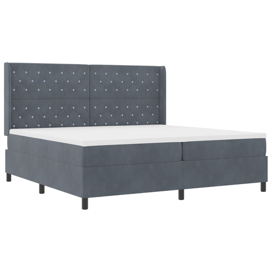 Letto a Molle con Materasso Grigio Scuro 200x200 cm in Velluto