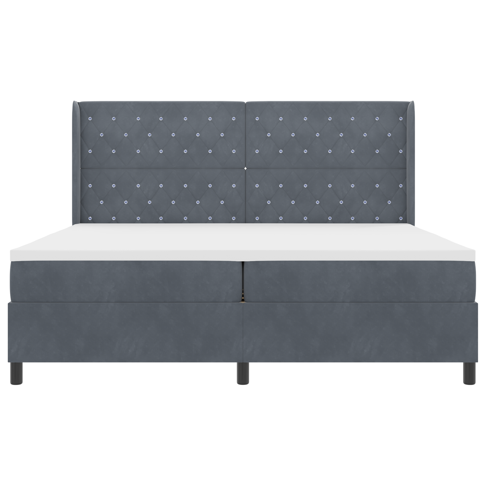 Letto a Molle con Materasso Grigio Scuro 200x200 cm in Velluto