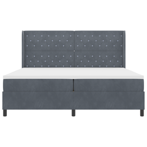 Letto a Molle con Materasso Grigio Scuro 200x200 cm in Velluto