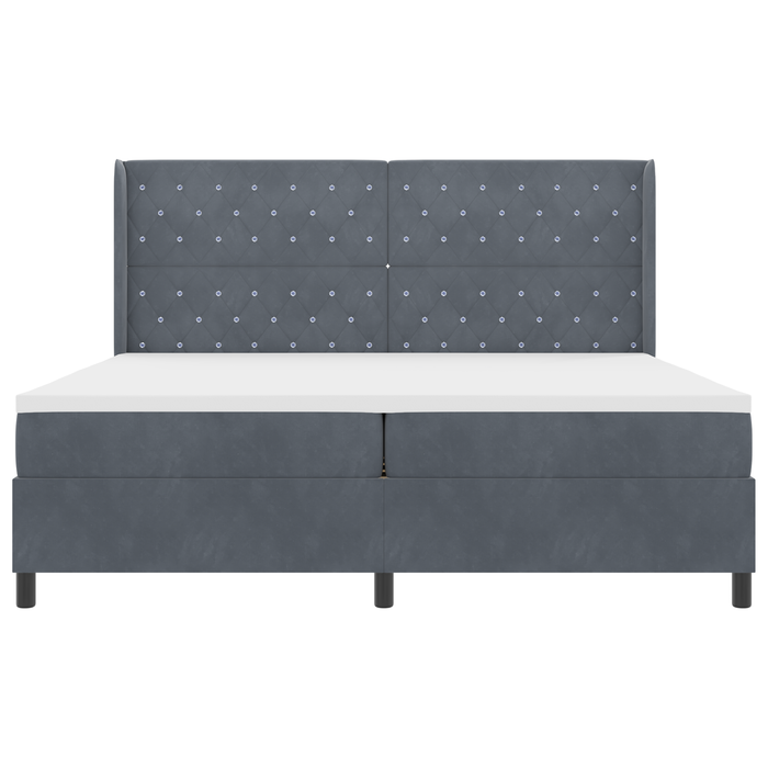 Letto a Molle con Materasso Grigio Scuro 200x200 cm in Velluto