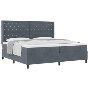 Letto a Molle con Materasso Grigio Scuro 200x200 cm in Velluto