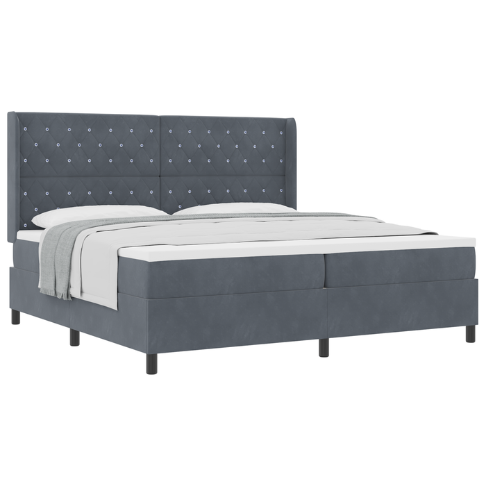Letto a Molle con Materasso Grigio Scuro 200x200 cm in Velluto