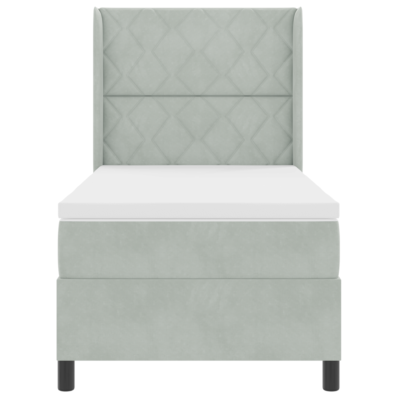 Letto a Molle con Materasso Grigio Chiaro 100x200 cm in Velluto