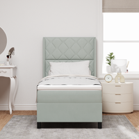 Letto a Molle con Materasso Grigio Chiaro 100x200 cm in Velluto