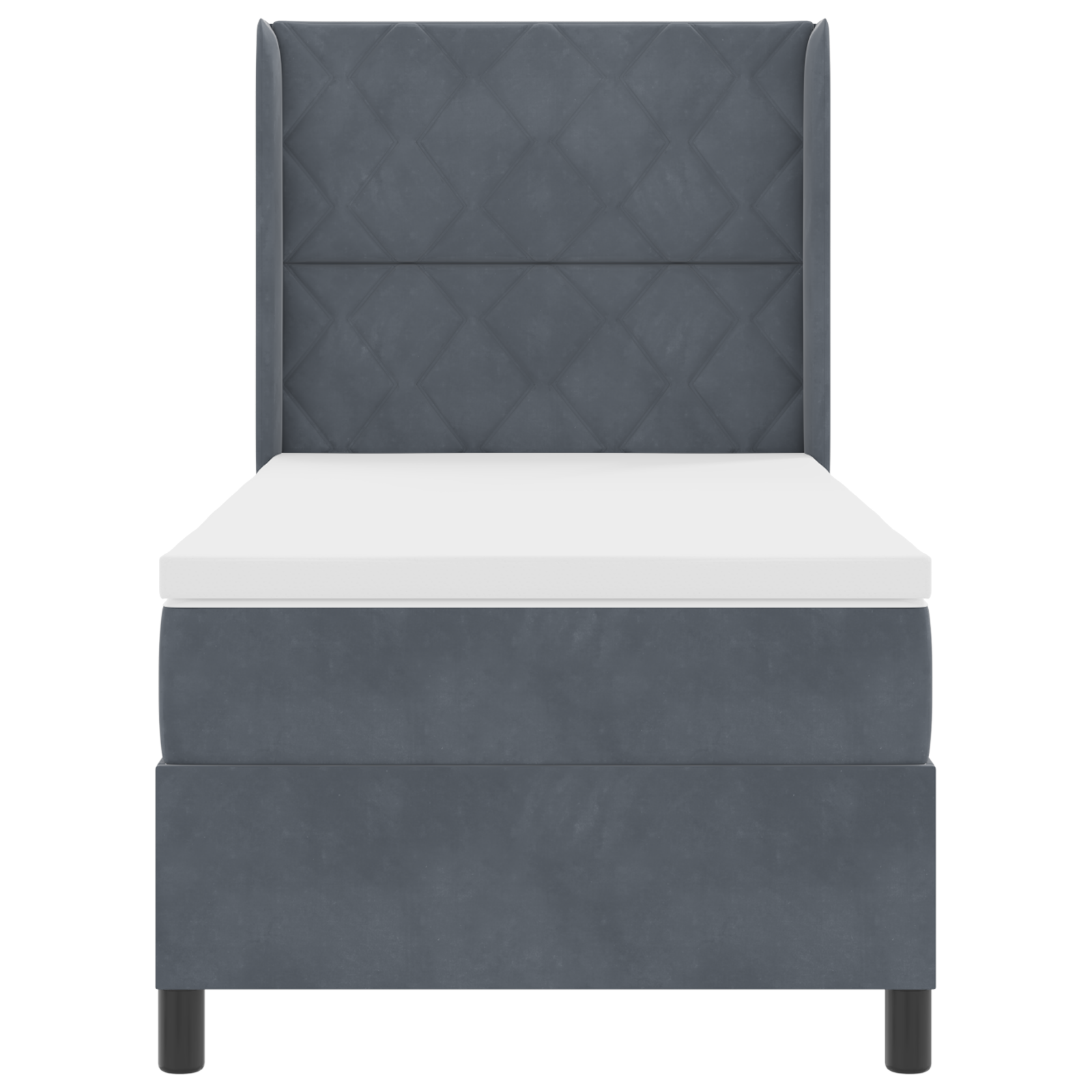 Letto Box Spring con Materasso Grigio Scuro 100x200 cm Velluto