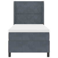 Letto Box Spring con Materasso Grigio Scuro 100x200 cm Velluto