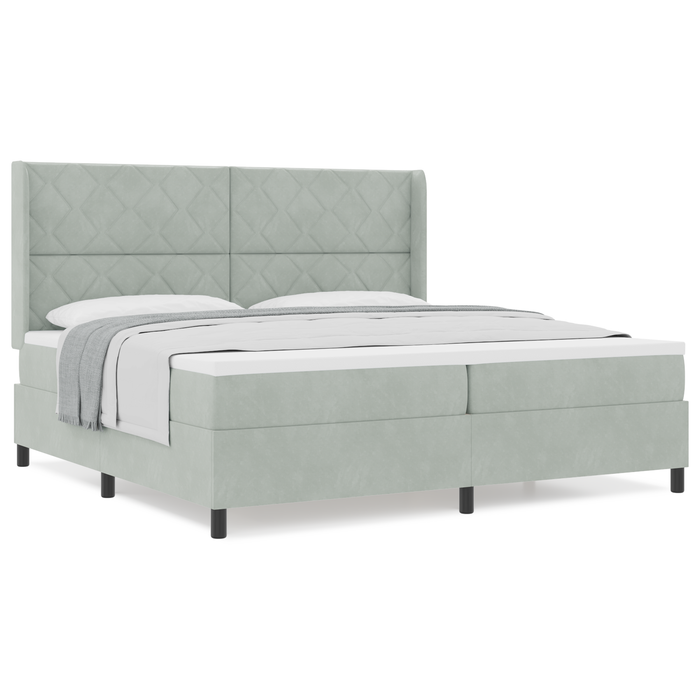 Letto Box Spring con Materasso Grigio Chiaro 200x200 cm Velluto