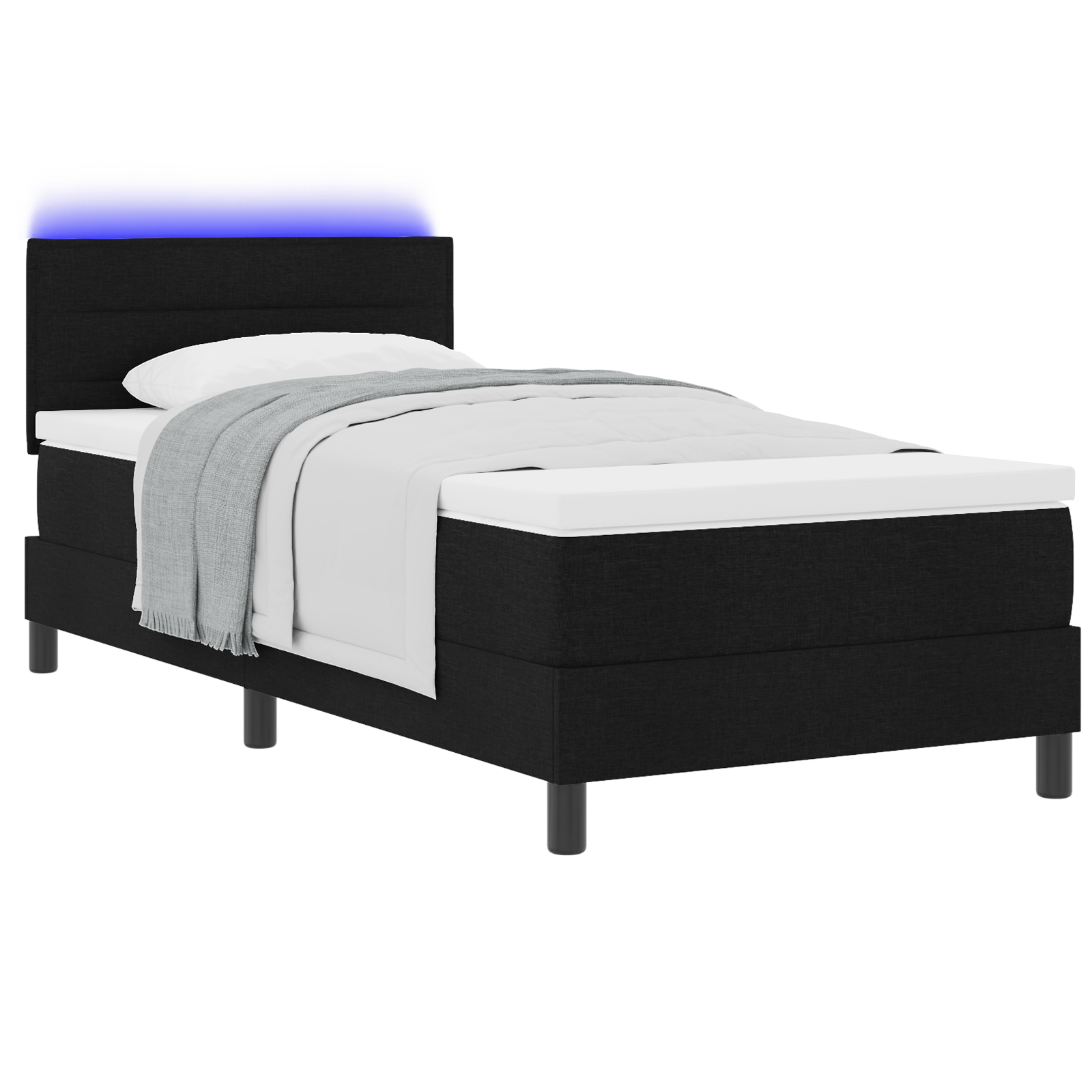 Letto a Molle vitaXL con Materasso e LED Nero 90x200 cm Tessuto