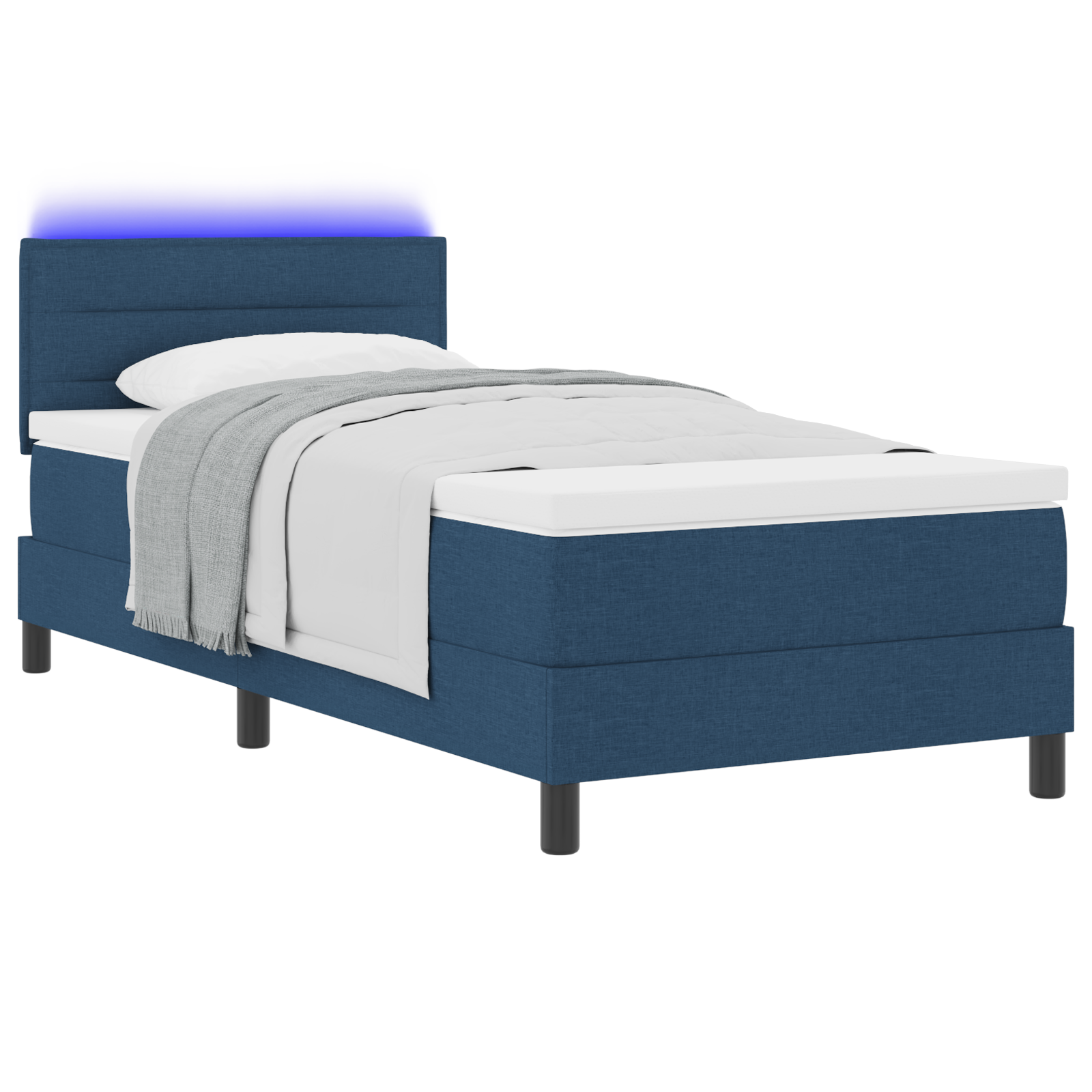 Letto a Molle con Materasso e LED Blu 100x200 cm Tessuto