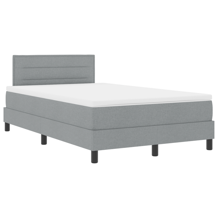 Letto Box Spring con Materasso e Luce LED Grigio 120x200 cm Tessuto