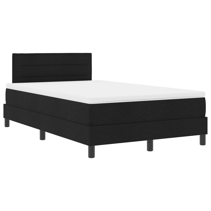 Letto Box Spring con Materasso e LED Nero 120x200 cm Tessuto