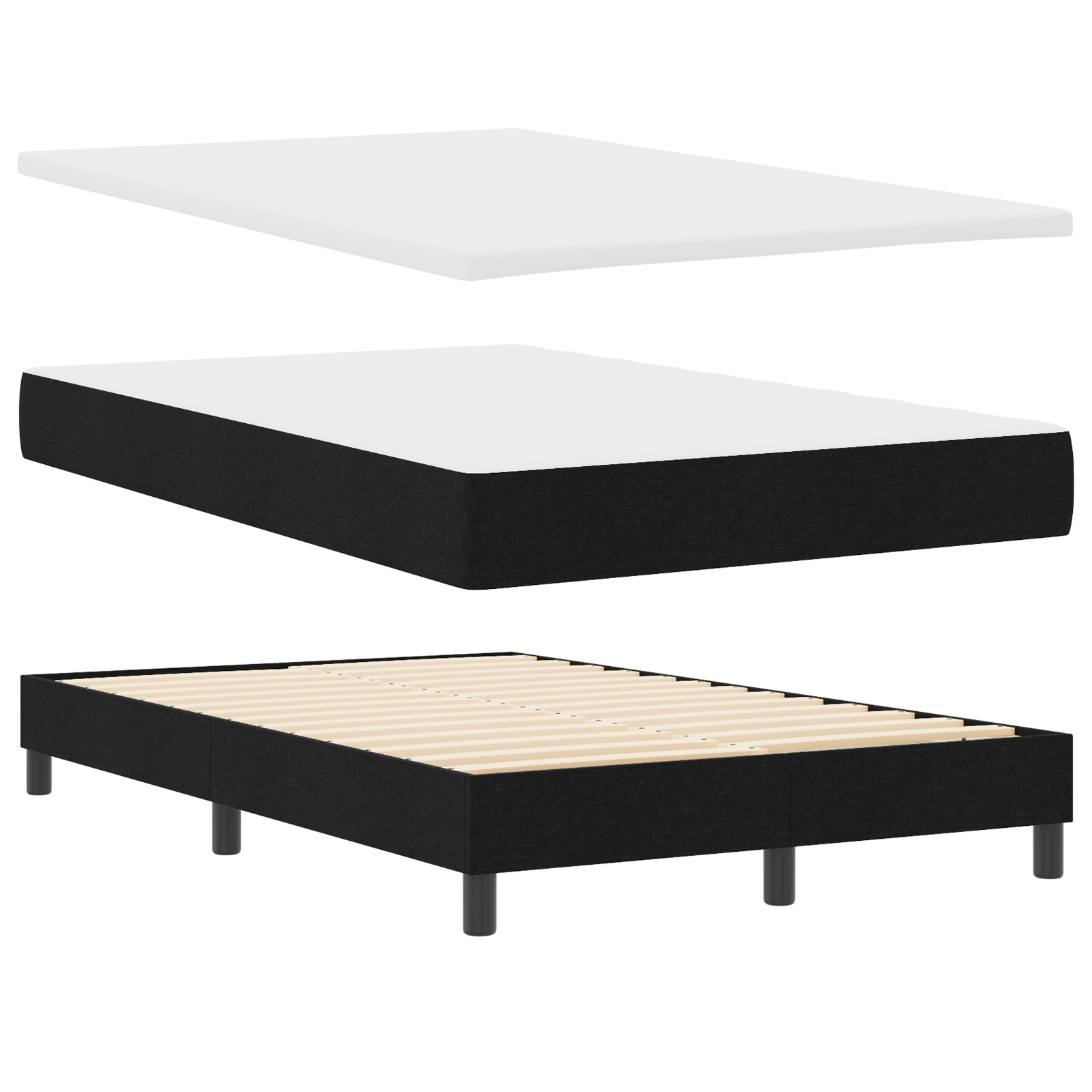 Letto Box Spring con Materasso e LED Nero 120x200 cm Tessuto
