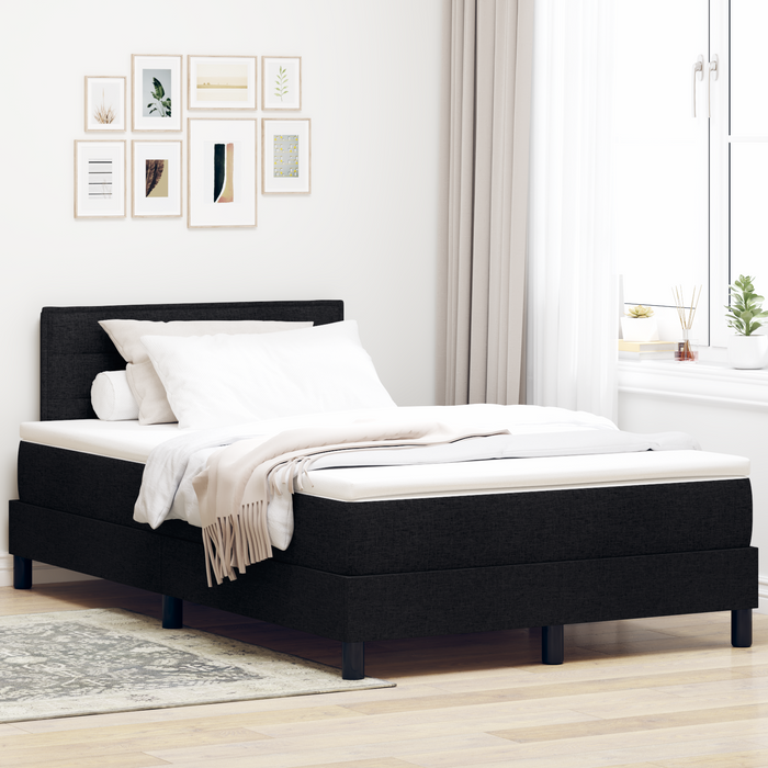 Letto Box Spring con Materasso e LED Nero 120x200 cm Tessuto