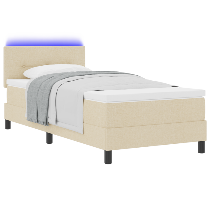 Letto a Castello con Materasso e LED Crema 90x200 cm Tessuto