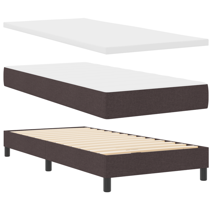 Letto Box Spring con Materasso e LED Marrone Scuro 100x200 cm Tessuto