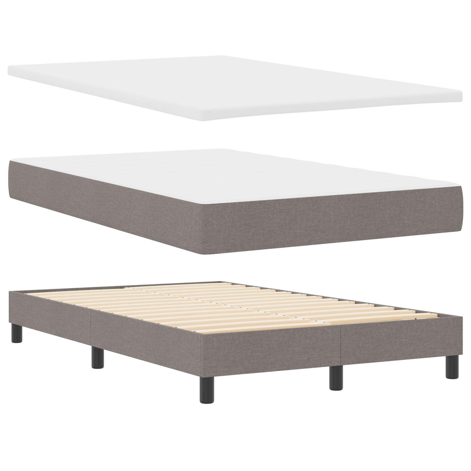 Letto a Molla con Materasso e Luce LED Taupe 120x200 cm Tessuto