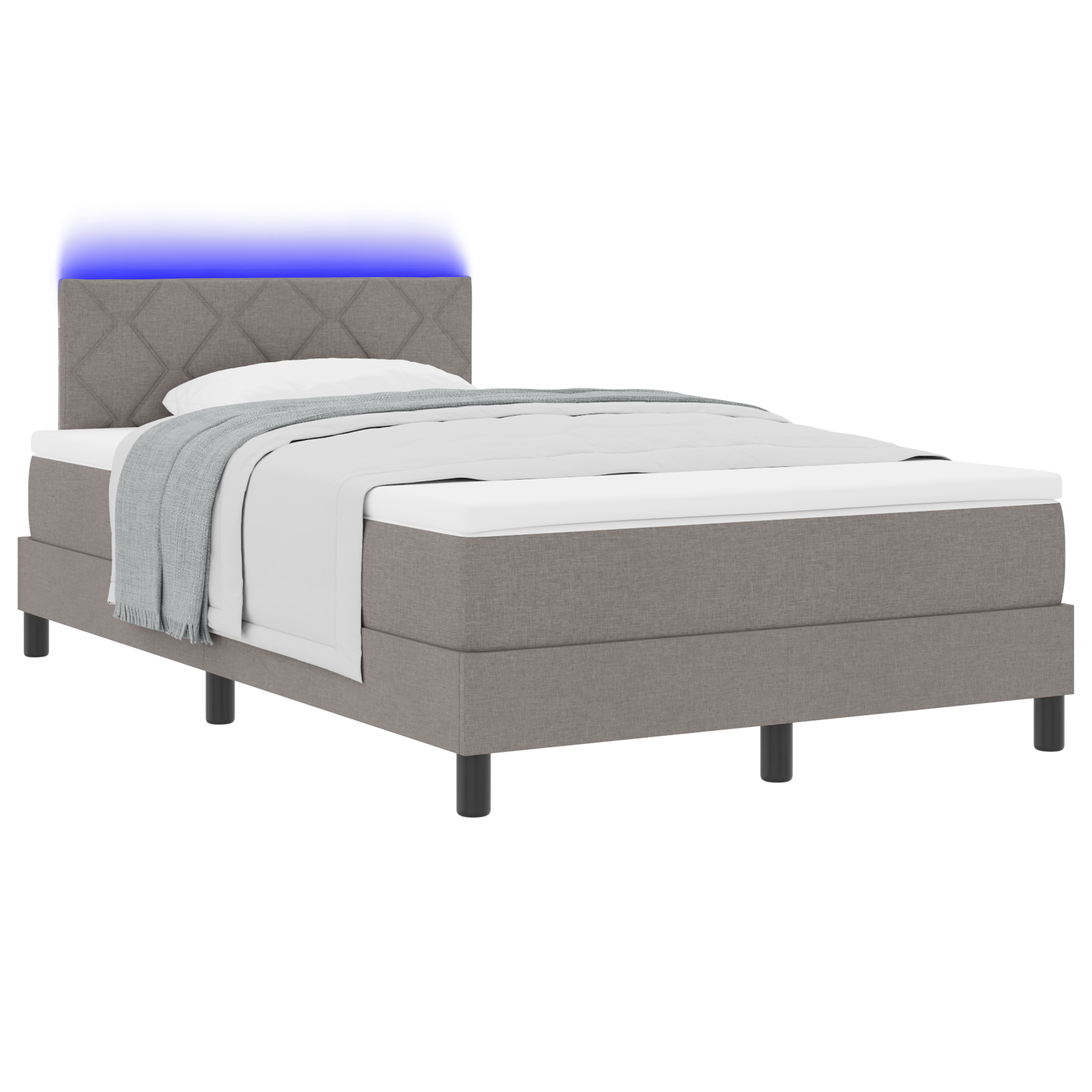 Letto a Molla con Materasso e Luce LED Taupe 120x200 cm Tessuto