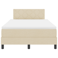 Letto a Box Spring con Materasso e Luce LED Color Crema 120x200 cm in Tessuto