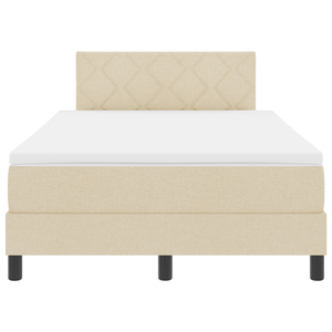 Letto a Box Spring con Materasso e Luce LED Color Crema 120x200 cm in Tessuto