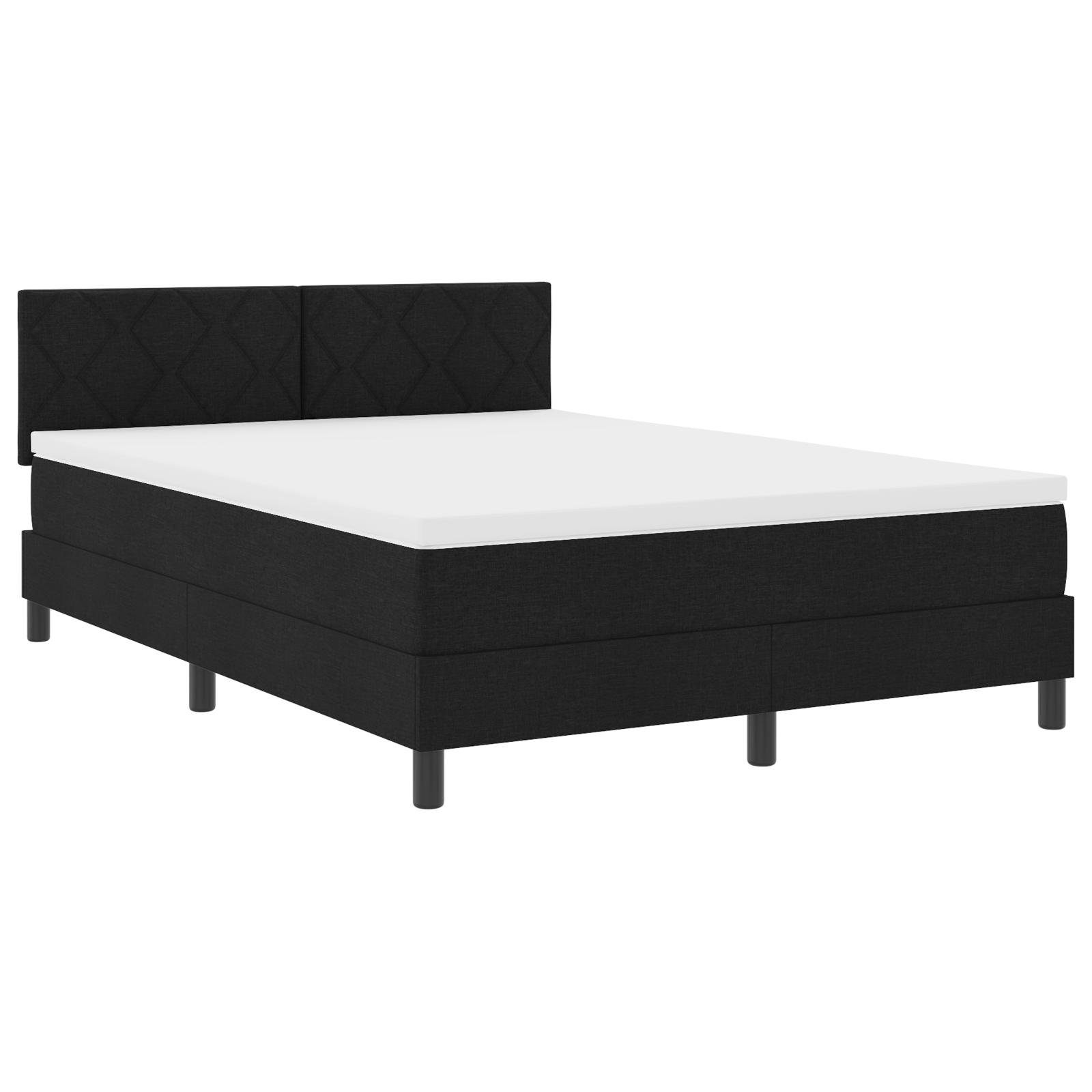 Letto con Box Spring e Materasso & LED Nera 160x200 cm Tessuto