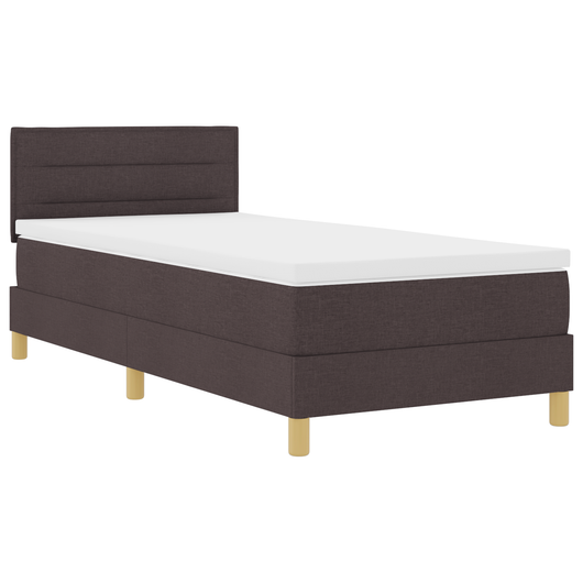 Letto a molle e materasso LED marrone scuro 80x200 cm in tessuto