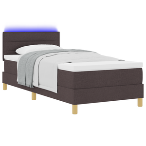 Letto a molle e materasso LED marrone scuro 80x200 cm in tessuto