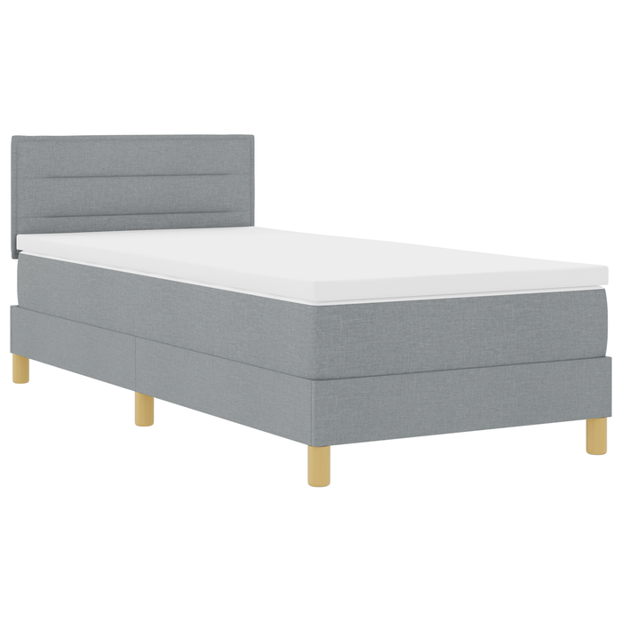 Letto a Molle con Materasso e Luci LED Grigio Chiaro 100x200 cm Tessuto