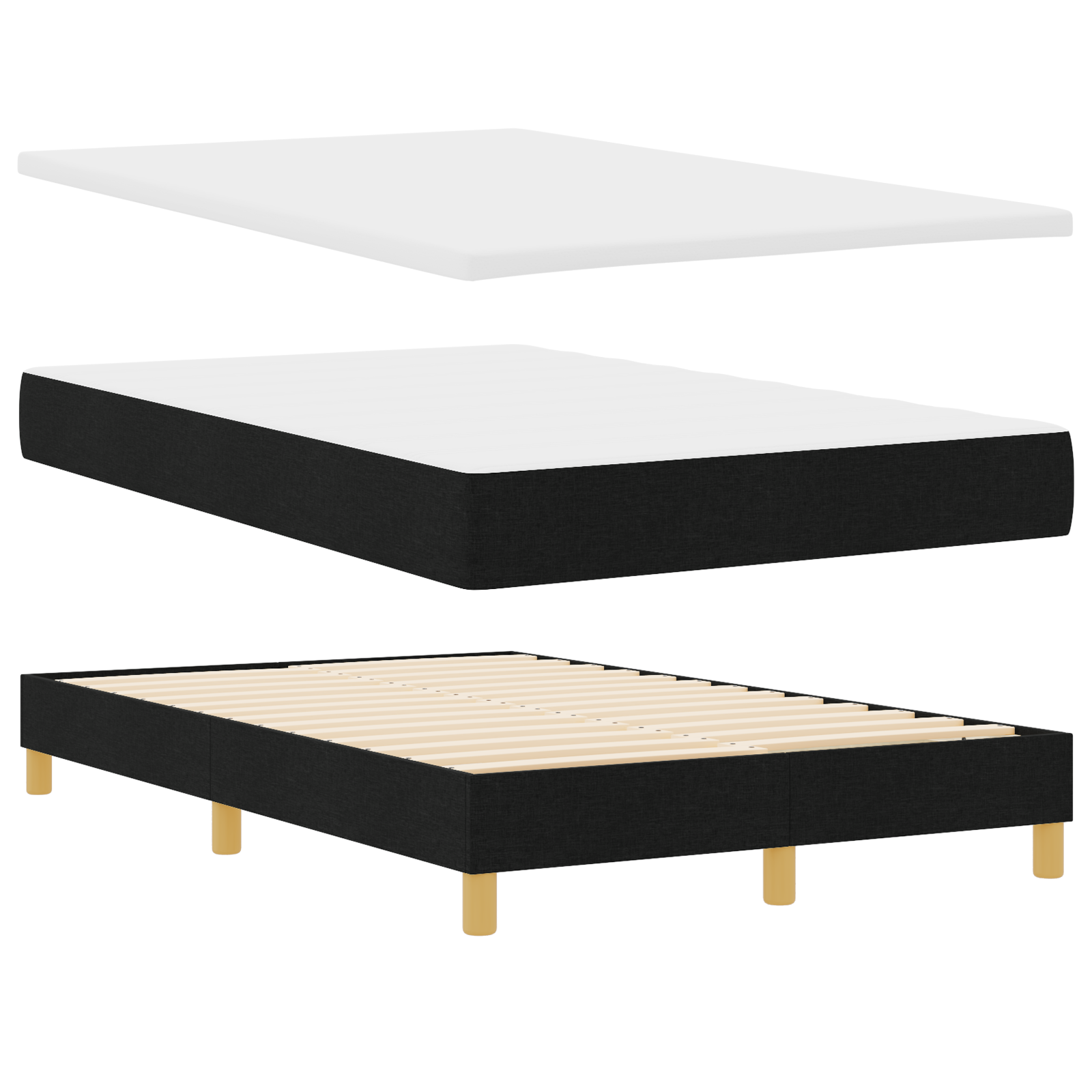 Letto a Box Spring con Materasso & LED Nero 120x200 cm Tessuto