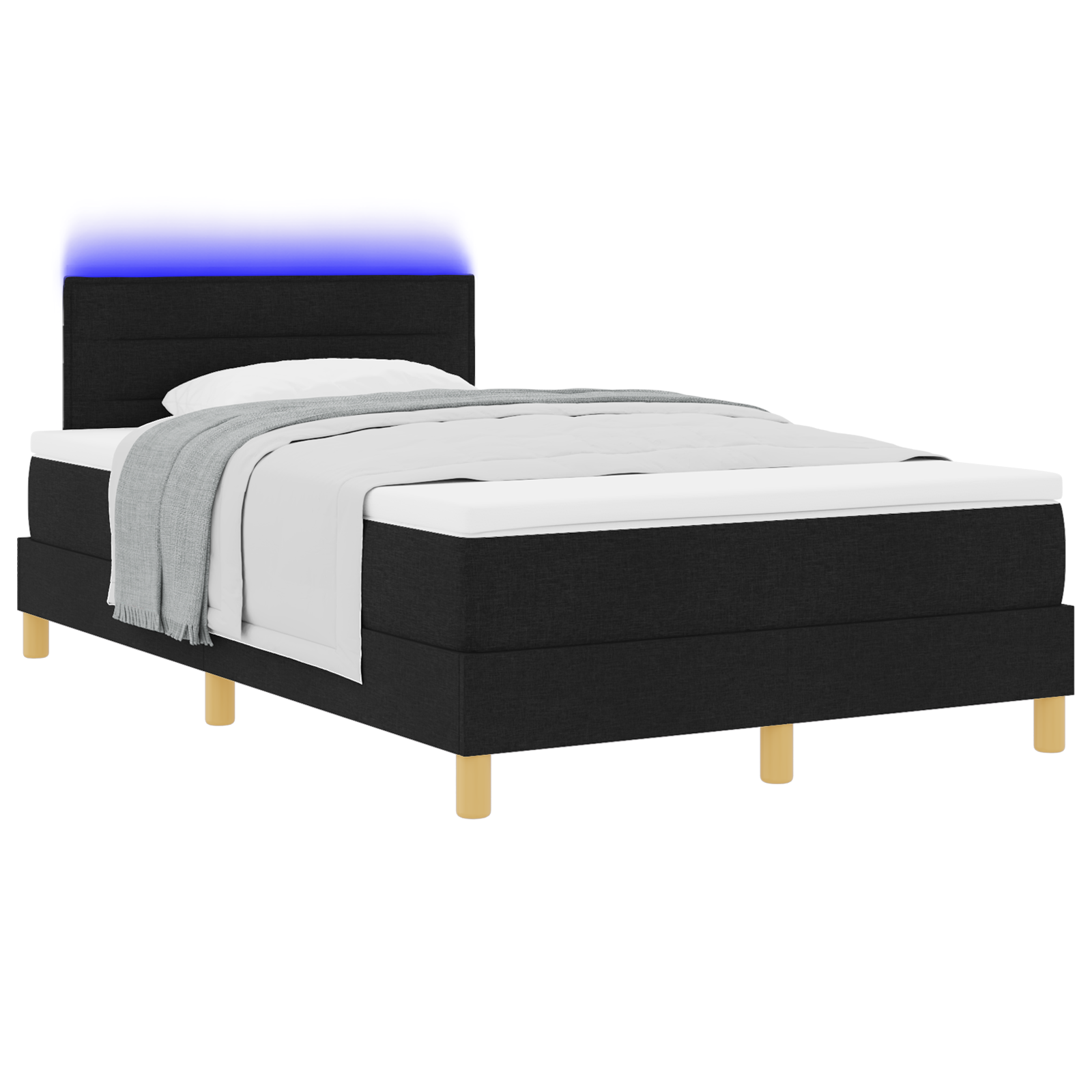 Letto a Box Spring con Materasso & LED Nero 120x200 cm Tessuto