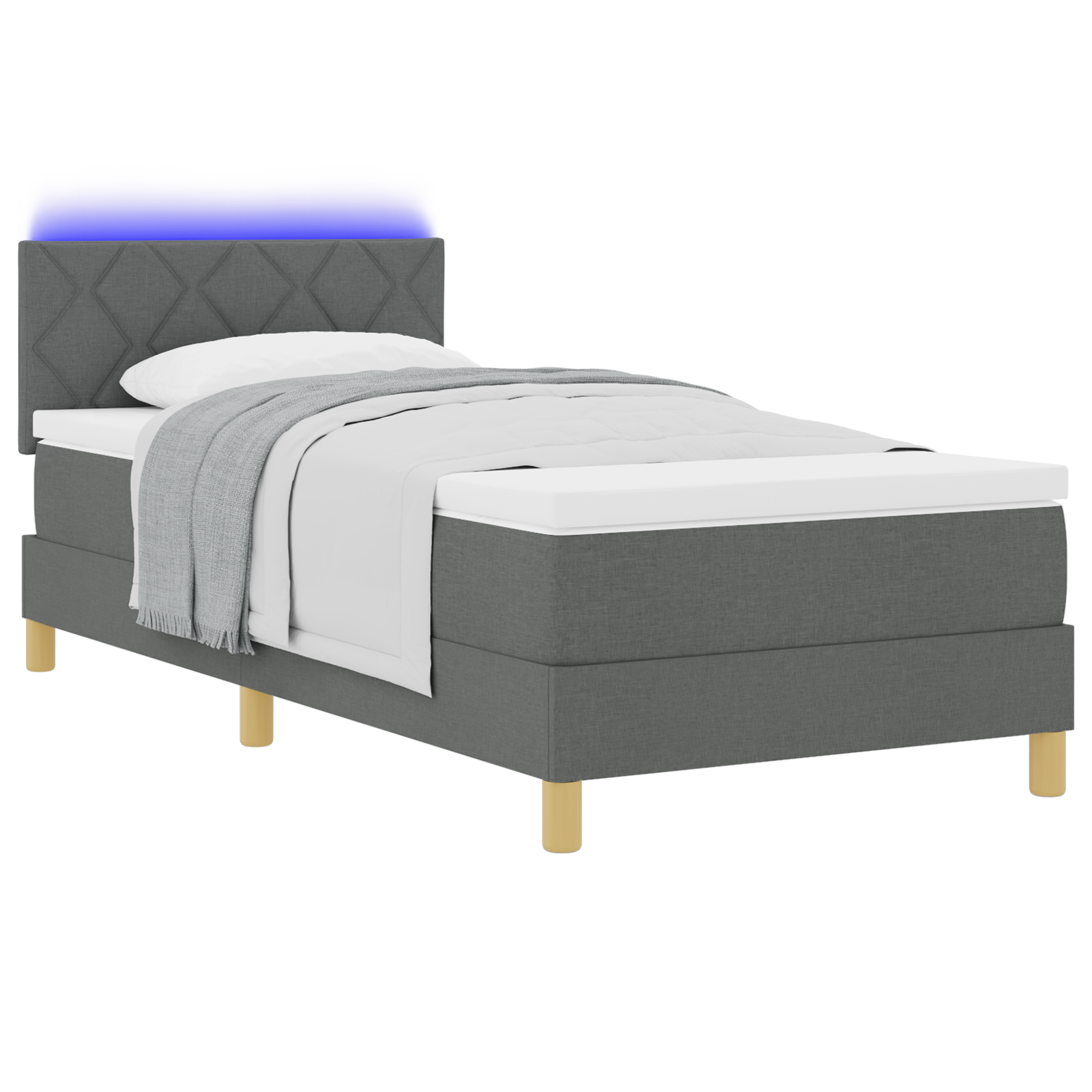 Letto a Molle con Materasso & LED Grigio Scuro 90x190 cm Tessuto